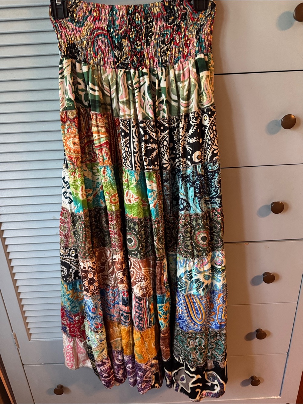 Bohemian Patchwork Maxi Skirt in Multicolor-handmade in India - Picture 5 of 6